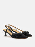 PAZZION, Harlow Pointed Toe Slingback Heels, Black