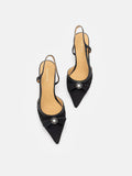 PAZZION, Harlow Pointed Toe Slingback Heels, Black