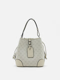 PAZZION, Hedi Monogram Bucket Bag, Beige