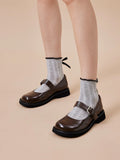 PAZZION, Helena Brogue Mary Janes, Darkbrown