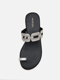 PAZZION, Helivara Crystal Link Slides, Black