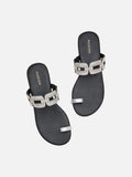 PAZZION, Helivara Crystal Link Slides, Black