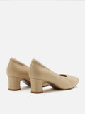 PAZZION, Herve Square Toe Low Heels, Almond