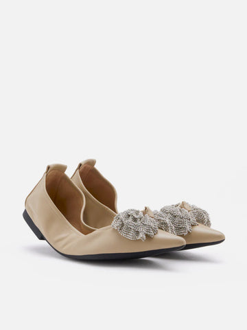 Inez Crystal Embellished Bow Foldable Flats