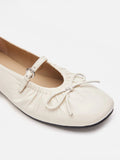 PAZZION, Issey Gathered Ruched Bow Mary Janes, Beige