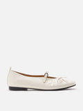 PAZZION, Issey Gathered Ruched Bow Mary Janes, Beige