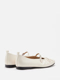 PAZZION, Issey Gathered Ruched Bow Mary Janes, Beige