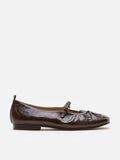PAZZION, Issey Gathered Ruched Bow Mary Janes, Darkbrown