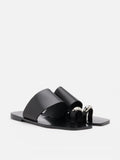 PAZZION, Jhane Toe-Ring Slides, Black