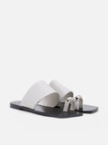 PAZZION, Jhane Toe-Ring Slides, White