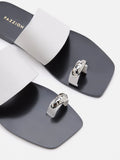 PAZZION, Jhane Toe-Ring Slides, White