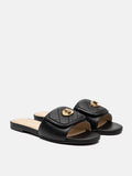 PAZZION, Jorialyn Quilted Leather Slides, Black