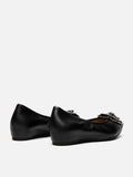 PAZZION, Jovena Floral Embellished Leather Pointed Flats, Black