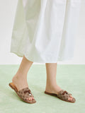 PAZZION, Juliette Monogram Slides, Brown