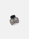 PAZZION, Kaia Diamante Ribbon Hair Clip, Pewter