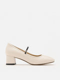 PAZZION, Karin Strapped Low Block Heels, Beige