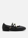 PAZZION, Kassandra Strappy Ballet Flats, Black