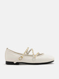 PAZZION, Kassandra Strappy Ballet Flats, White