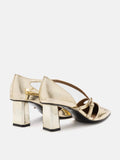 PAZZION, Kenzie Strappy Metallic Heels, Gold