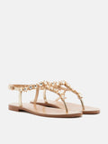 PAZZION, Kienna Embellished T-bar Sandals, Gold