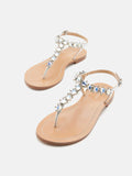 PAZZION, Kienna Embellished T-bar Sandals, Silver