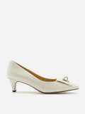 PAZZION, Kora Square Buckle Patent Heels, Beige