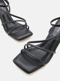 PAZZION, Lena Pillow Strappy Heels, Black