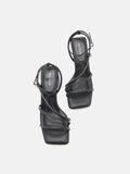 PAZZION, Lena Pillow Strappy Heels, Black