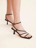 PAZZION, Lena Pillow Strappy Heels, Black