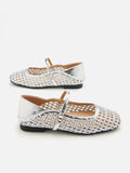 PAZZION, Leonie Woven Mary Janes, Silver