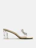 PAZZION, Lexi Iridescent Sandal Heels, Gold