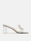 PAZZION, Lexi Iridescent Sandal Heels, Silver