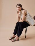 PAZZION, Lexley Twist Lock Accent Sandal Heels, Khaki
