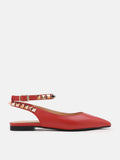 PAZZION, Liz Studded Ankle Strap Flats, Red