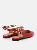 PAZZION, Liz Studded Ankle Strap Flats, Red