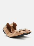 PAZZION, Madeline Studded Bow Foldable Flats, Almond