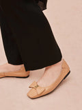 PAZZION, Madeline Studded Bow Foldable Flats, Almond