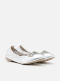 PAZZION, Mara Crystal Bow Ballerinas, Silver