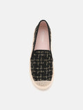 PAZZION, Margot Tweed Lace-up Espadrilles, Black