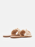 PAZZION, Maribel Ruched Satin Slide Sandals, Almond