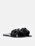 PAZZION, Maribel Ruched Satin Slide Sandals, Black