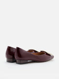 PAZZION, Marlie Buckle Patent Leather Low Heels, Wine