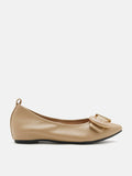 PAZZION, Megan Buckle Pointed Toe Flats, Almond