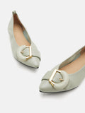 PAZZION, Megan Buckle Pointed Toe Flats, Green