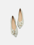 PAZZION, Megan Buckle Pointed Toe Flats, Green