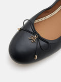 PAZZION, Melanie Accent Bow Ballerinas, Black