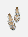 PAZZION, Mica Lattice Stitch Mary Janes, Silver