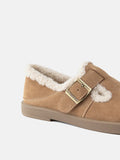 PAZZION, Monique Fur-Trim Buckled Loafers, Camel