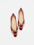 PAZZION, Narelle Gold Buckled Flats, Wine