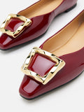 PAZZION, Narelle Gold Buckled Flats, Wine